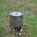 Tasse de camping Pot en titane à poignée pliable avec couvercle